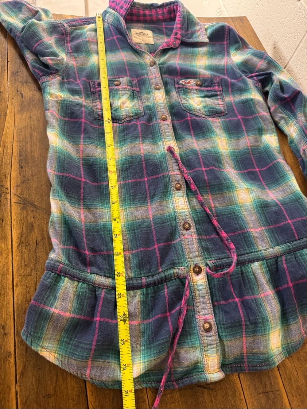 Hollister Y2K Plaid Button Shirt With Drawstring Waist Size Small - Picture 10 of 10